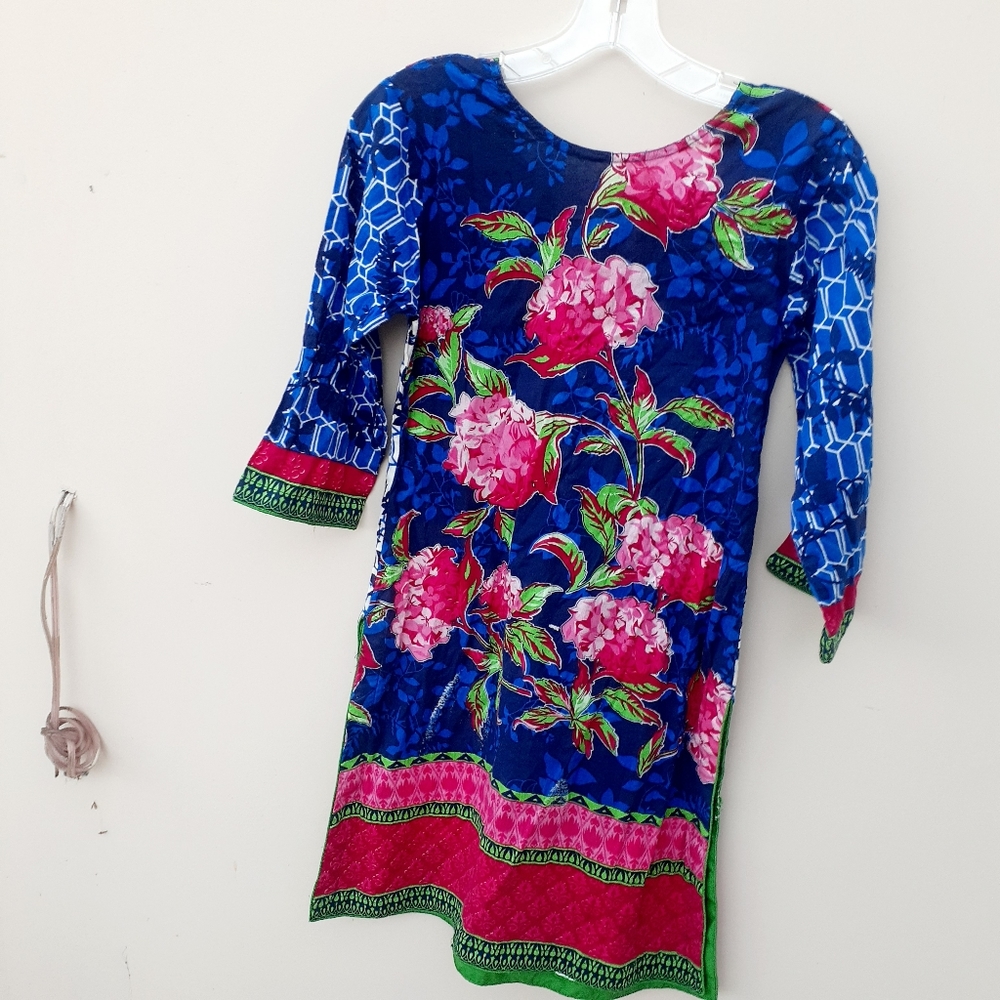 3 Ladies BOHO floral Retro Sleeve Mini Dress Tunic - Picture 1 of 9